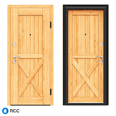 Modern Oak Entrance Door - Loft-140 3D model image 1 