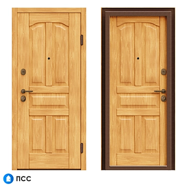 Classical ECO-68 Entrance Door - Authentic Oak Finish 3D model image 1 