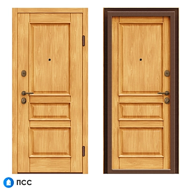 Classic Style Oak Entrance Door - ECO Series 3D model image 1 