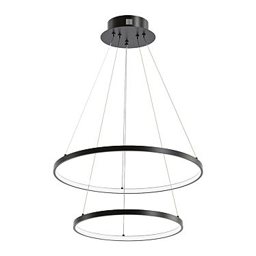 Modern Black Double Ring Chandelier 3D model image 1 