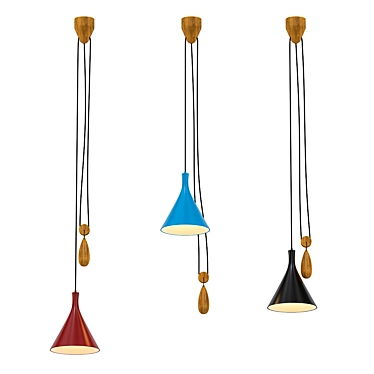 Elegant Trio of Hanging Lamps 3D model image 1 