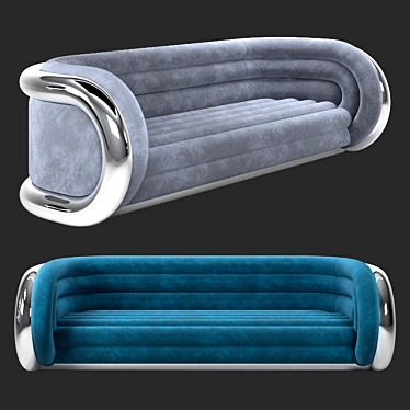  Sleek Modern Aluminum Tube Sofa 3D model image 1 