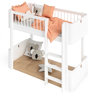 White Mini+ Junior Loft Bed 3D model image 1 