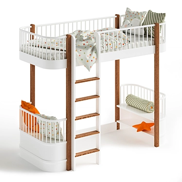 Wood Original Loft Bed: Stylish Baby Bed by Oliver Furniture 3D model image 1 