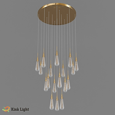 Golden Glass Pendant Light 3D model image 1 