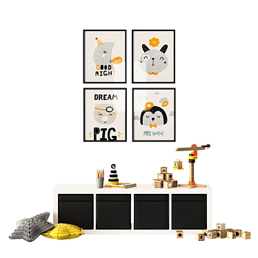 Black and Yellow Kids Room Decor 3D model image 1 