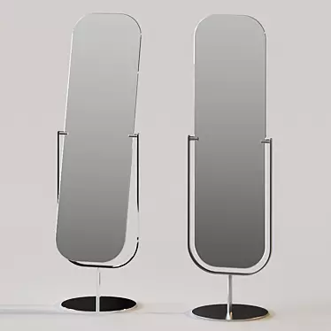 Dual-Sided Floor Mirror: Adjustable Tilt - Sleek Satin Nickel Frame 3D model image 1 