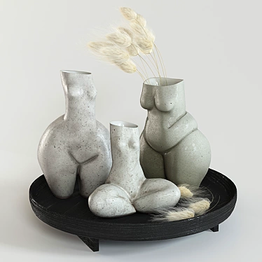Elegant Woman Vases Set 3D model image 1 