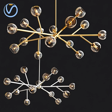 Elegant 14-Light Brass Chandelier 3D model image 1 