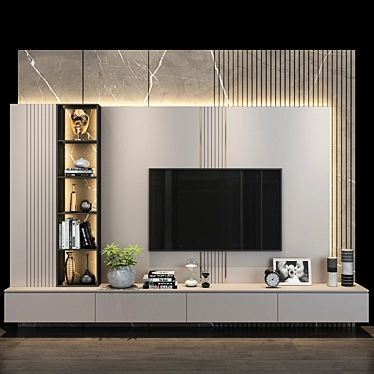 Sleek TV Wall Set 3D model image 1 