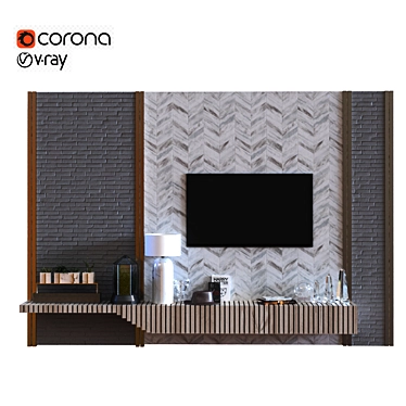 Modern TV Wall Set: Stylish Design, Easy Assembly 3D model image 1 