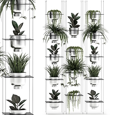 Vertical Garden: Exotic Plants & Stylish Grey Vig Planter 3D model image 1 