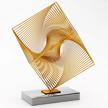 Golden Hypercube Sculpture 3D model image 1 