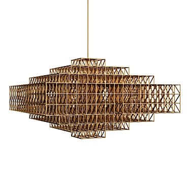 Modern Brass Gridlock Pendant 3D model image 1 