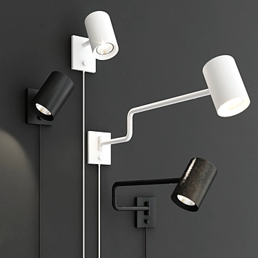 Nimone Wall Lamp: Adjustable Directional Lighting 3D model image 1 