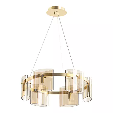 Elegant Dual Glass Pendant Chandelier 3D model image 1 