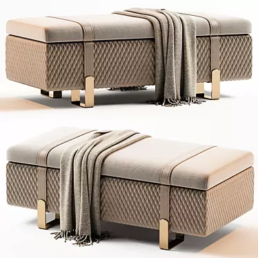 Italian Quilted Leather Ottoman Bench 3D model image 1 