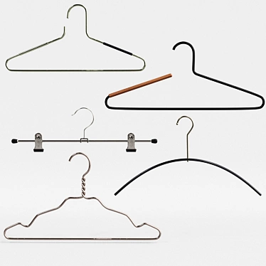 Title: 5-Piece Hanger Set - Organize Your Closet Space 3D model image 1 
