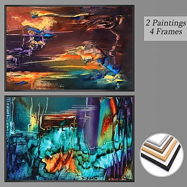 Modern Art Wall Painting Set 3D model image 1 