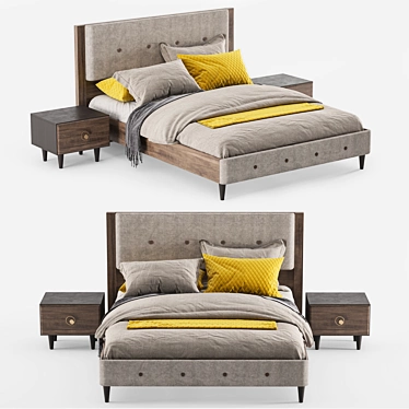 Rosa Bed  Queen Size  V-Ray & Corona  3Ds Max & OBJ Compatibility 3D model image 1 