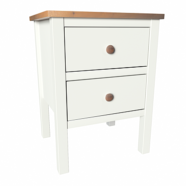 Ashin Bedside Table - 2 Drawer White/Wood 3D model image 1 