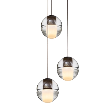 Ice Sphere Pendant Light, 3 Lamps 3D model image 1 