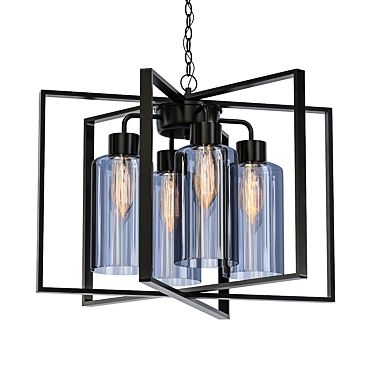 4light Black Gray Pendant Chandelier 3D model image 1 