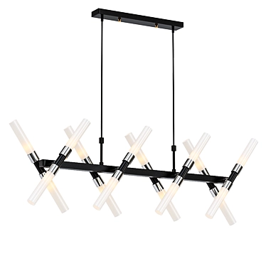 Modern Black Chrome Chandelier 3D model image 1 