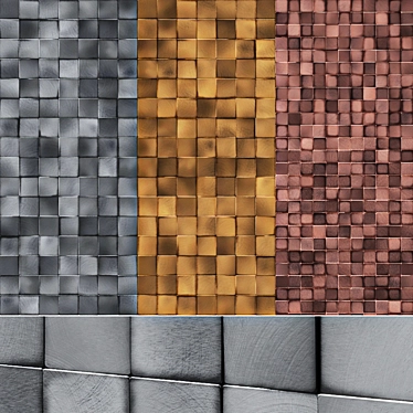 Metallic Square Wall Mosaic 3D model image 1 