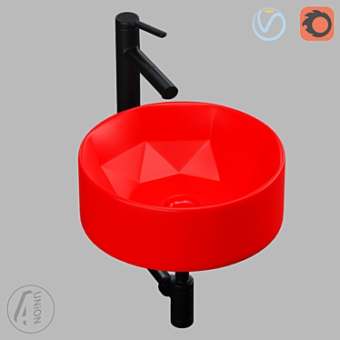 Red Polygonal Washbasin: Modern Design, High Quality 3D model image 1 
