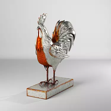 Metal Rooster Sculpture for Home Decoration 3D model image 1 