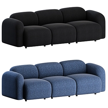 Sleek 3-Seater Swell Sofa 3D model image 1 