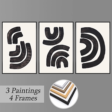 Modern Wall Art Set with Multiple Frame Options 3D model image 1 