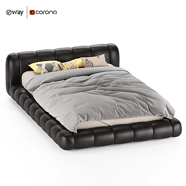 ModLeather Bed: Elegant & Contemporary 3D model image 1 