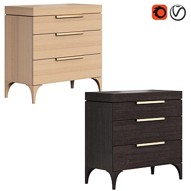 Modern Oak Chest of Drawers - Bridge 3D model image 1 