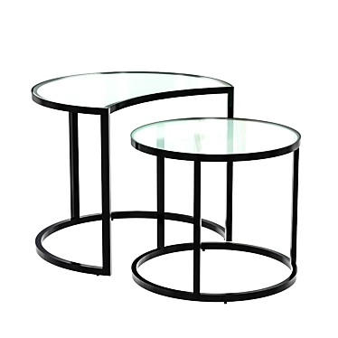 Modern Set of 2 Bast Side Tables 3D model image 1 