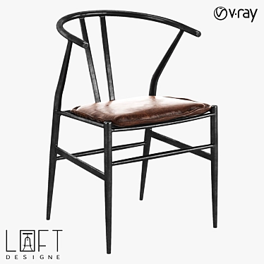 Stylish Metal and Leather Chair 3D model image 1 