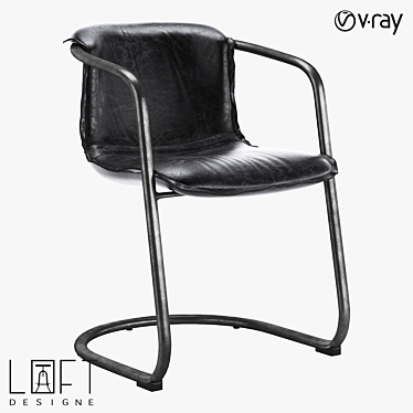 Sleek Metal Leather Chair 3D model image 1 