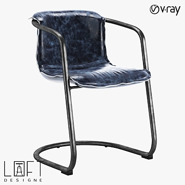 Modern Metal and Leather Chair, 4043 Model 3D model image 1 