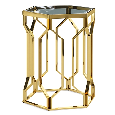 Hexagonal Gold Coffee Table 3D model image 1 