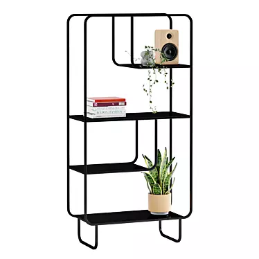 Vintage-Inspired Metal Bookcase 3D model image 1 