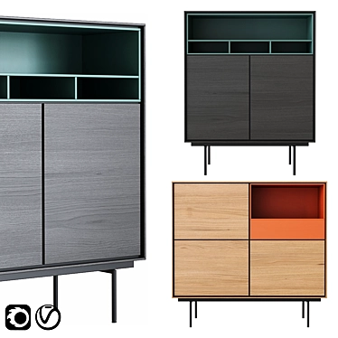 Modern Minimalist Aura High Sideboards 3D model image 1 