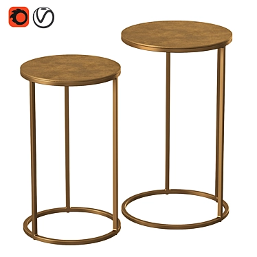 Champagne Finish Coffee Tables - Sanders Dantone 3D model image 1 