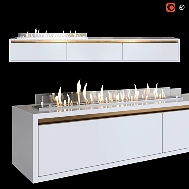 Modern Wall-Mounted TV Stand with Bio Fireplace 3D model image 1 