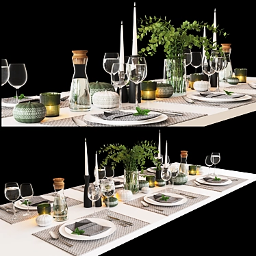 Elegant Dining Table Set 3D model image 1 