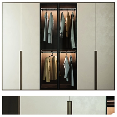 Sleek Glass-Front Wardrobe 3D model image 1 