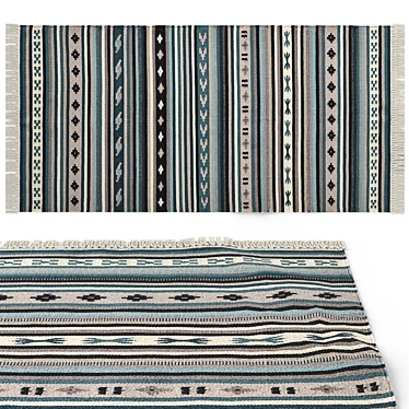 Title: Stylish Blue Handcrafted Carpet 75x150 cm 3D model image 1 