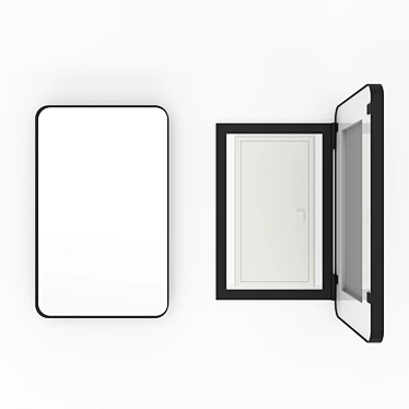 Metal Framed Folding Mirror: Iron Flap, Rectangular 3D model image 1 