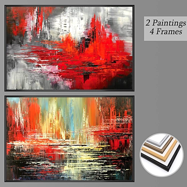 Modern Wall Art Set with Frames 3D model image 1 