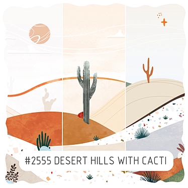 Title: Desert Hills with Cacti | Eco Murals 2021 3D model image 1 